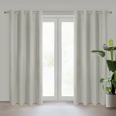 EUROFIRANY ZATEMŇOVACÍ ZÁVĚS (100%) NA KROUŽCÍCH NITA 140X250 CM TMAVĚBÉŽOVÁ