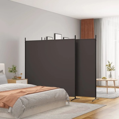 vidaXL Параван за стая, 4 панела, кафяв, 698x180 см, плат (350283)