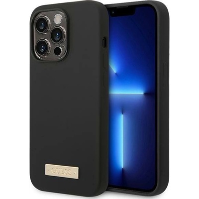 GUESS Кейс Guess GUHMP14LSBPLK за iPhone 14 Pro 6.1", черен / черен, твърд, Silicone Logo Plate MagSafe (GUE002420-0)