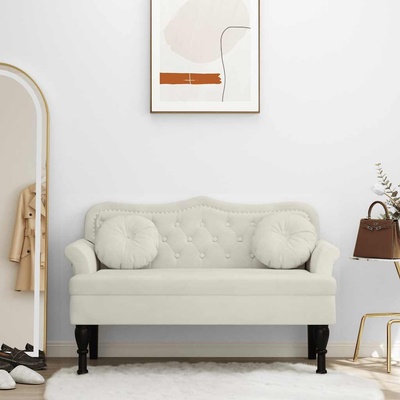 vidaXL Пейка с възглавници, кремава, 120, 5x65x75 см, кадифе (372147)