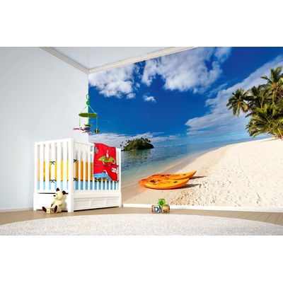 DIMEX ART Самозалепваща се флизелинова фототапета два каяка на плажа 375 x 250 см