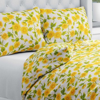 Biante bavlna obliečky Sandra SA-602 Slnečnice na bielom 220x200 2x70x90