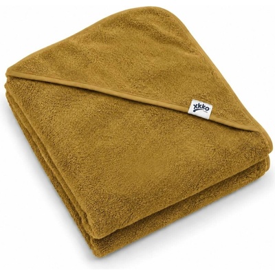 Kikko BIO bavlněná froté osuška s kapucí XKKO Organic 90x90 Honey Mustard