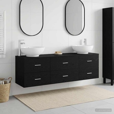 vidaXL Комплект мебели за баня 3 бр. Черно 49, 5 x 44, 5 x 65 см (3405892)