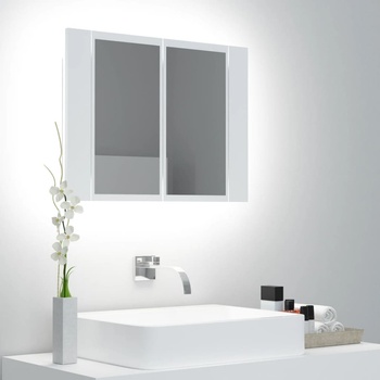 shumee Koupelnová skříňka se zrcadlem a LED bílá 60x12x45 cm
