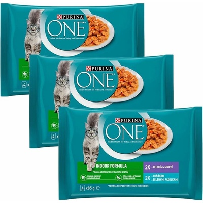 Purina ONE Indoor tuňák telecí ve šťávě 12 x 85 g
