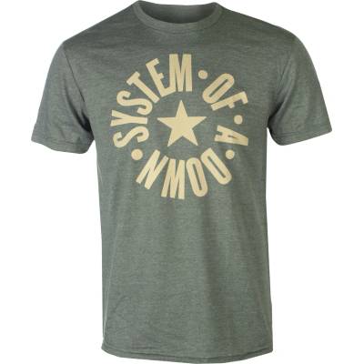 HYBRIS мъжка тениска System Of A Down - Circle Star Logo - Olive Heather - HYBRIS - WMX-1-SOAD007-DGH