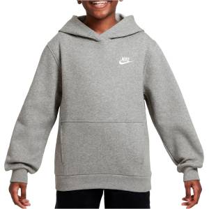 Nike Детски суичър Nike Kid's Sportswear Club Fleece Pullover Hoodie - Dark Grey Heather / White (704-6169-0314)