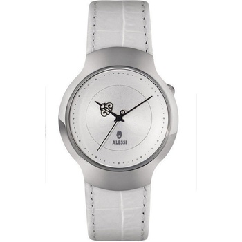 Alessi Дамски ръчен часовник Dressed с бяла кожена каишка сребрист (AL27021)