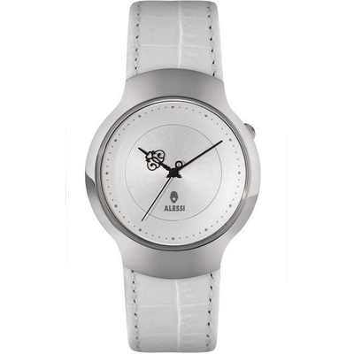 Alessi Дамски ръчен часовник Dressed с бяла кожена каишка сребрист (AL27021)