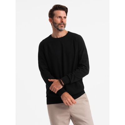 Ombre Clothing Мъжки рагланов пуловер с оребрени ръкави черен Ombre Clothing Ombre Clothing | Cheren | МЪЖЕ | S
