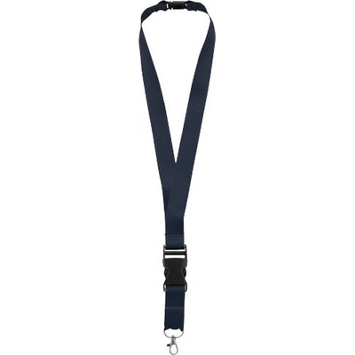 Snúrka na krk Lanyard Yogi s odopínacou prackou a rozopínacou poistkou Námornícka modrá