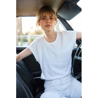 Moodo Бял памучен топ с джоб Moodo | Byal | ЖЕНИ | XS