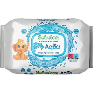  BEBELAN, влажни кърпички Aqua 99.6% пречистена вода, 64 бр