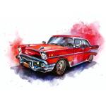 DIMEX ART Флизелинов фототапет илюстрирана червена кола 375 x 250 см
