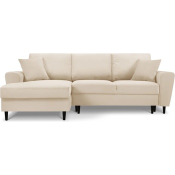 Cosmopolitan Design Бежов разтегателен ъглов диван с място за съхранение от рипсено кадифе (ляв ъгъл) Kyoto - Cosmopolitan Design (COS_LCF_72_F1_KYOTO1)