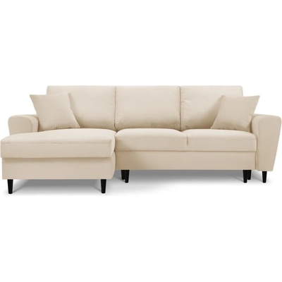 Cosmopolitan Design Бежов разтегателен ъглов диван с място за съхранение от рипсено кадифе (ляв ъгъл) Kyoto - Cosmopolitan Design (COS_LCF_72_F1_KYOTO1)