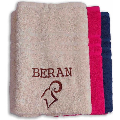 Top textil Osuška s vyšitým znamením zvěrokruhu „ Beran" 70x140 cm krémová