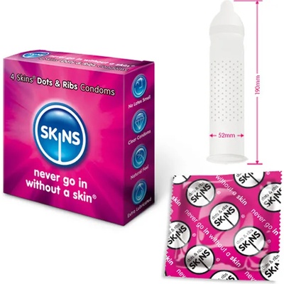 Skins Комплект презервативи Skins на точки и грапавини 4 броя