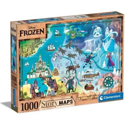 Clementoni - Puzzle Compact Disney Maps Frozen - 1 000 piese