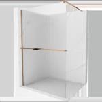 Mexen Kioto+ душ преграда с рафт Walk-in 80 x 200 см, ивици, розово злато - 800-080-121-60-09 (800-080-121-60-09)