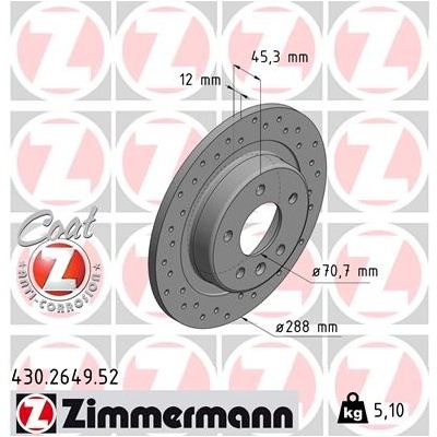 Brzdový kotúč ZIMMERMANN 430.2649.52 (430264952)