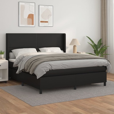 Petrashop 3132387 boxspring postel s matrací černá umělá kůže