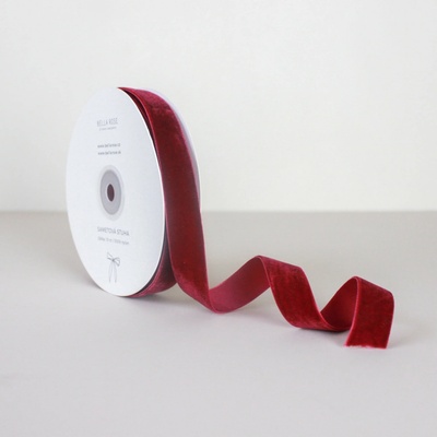 Bella Rose Sametová stuha 2 cm – Wine (10 m), červená barva, textil – Zboží Dáma