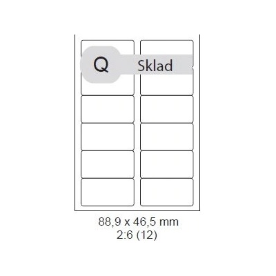 Print etikety 88,9x46,5 mm, biele, 12ks/A4,100A4/bal