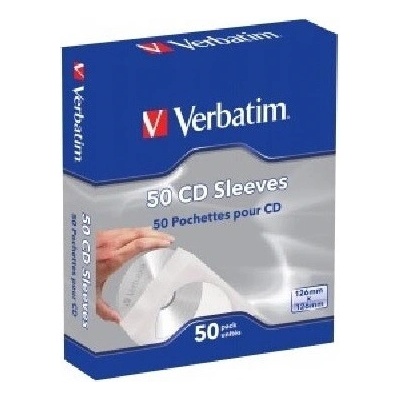 VERBATIM Papírová obálka na CD/DVD, s okénkem, se samolepicím uzávěrem, bílá (50 ks) 49992