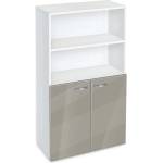 Bogdan Furniture G Етажерка BM-Ava 4 с вратички, сив гланц с бяло гладко
