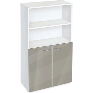 Bogdan Furniture G Етажерка BM-Ava 4 с вратички, сив гланц с бяло гладко