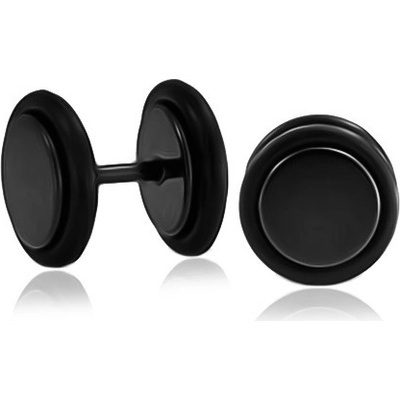 Šperky eshop černý kruhový lesklý fake plug do ucha AA43.04 – Zboží Dáma