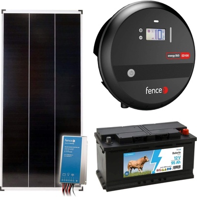 Fencee Sada solární elektrický ohradník s výkonem 10J, solární panel 200 W, regulátor a 12V baterie 95 Ah