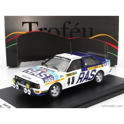 Bos Trofeu Audi Quattro night Version N 48 Rally Montecarlo 1983 Pierre Nico Demuth Bílá 2 Tóny Modrá 1:43