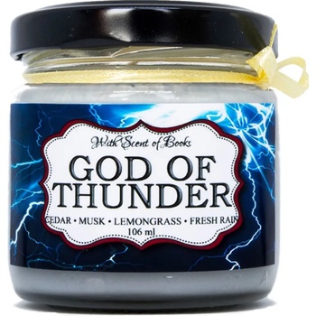 With Scent of Books Ароматна свещ Отмъстителите - Бог на Гръмотевиците, 106 ml (GOD OF THUNDER 106 ml)