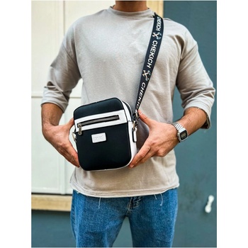 Chekich Мъжка чанта за носене през рамо ch102 - Черно-Бяла #366308 (366308_Черно)