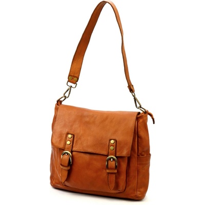 Dámska kožená kabelka cez rameno VS 034 koňakovej farby bočná taška 34 x 33 x 13 cm