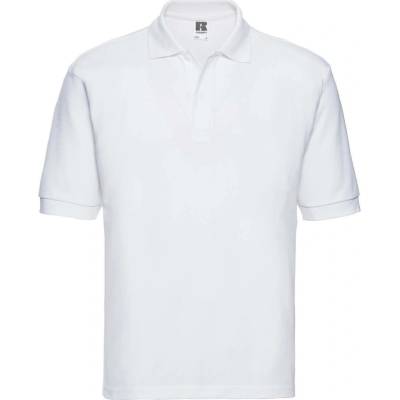 Men's White Polycotton polo Shirt Russell bílá