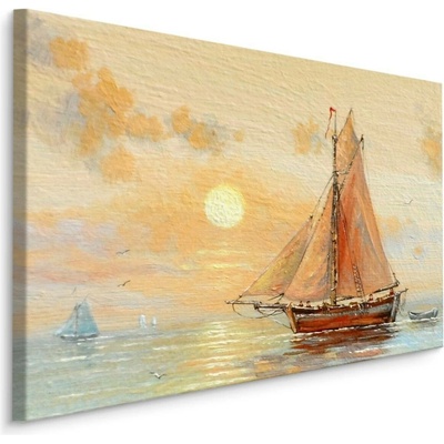 Plátno Loď A Moře V Pastelových Barvách Varianta: 70x50