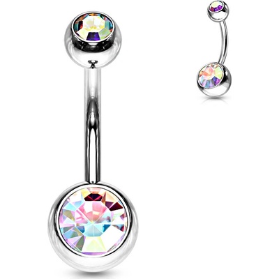 Atreya titanový piercing do pupíku s barevnými zirkony Merey aurora borealis duhová 5 & 8 mm 6 mm