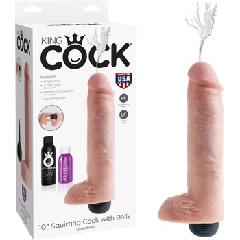 Свършващо дилдо с тестиси, 25, 4см. - King Cock Squirt (PIPE560421)