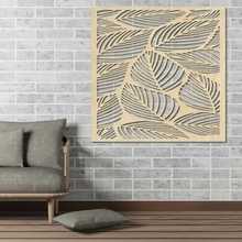 Vyřezávaný dřevěný obraz na zeď listy - ORKO: Přírodní překližka - Topol přírodní Rozměr 30 x 30 cm 3874-42484 PR0269 HEU+