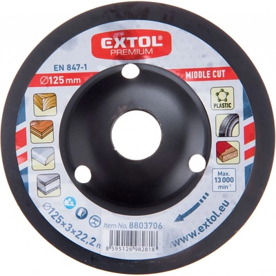 EXTOL PREMIUM kotúč rašplový na drevo, O 125x3x22, 2mm, stredný sek 8803706