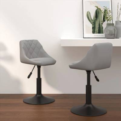 vidaXL Въртящи се трапезни столове, 2 бр, светлосиви, кадифе (335327)