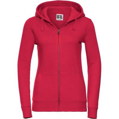 Red women's sweatshirt with hood and zipper Authentic Russell červená