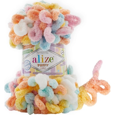 Alize příze Puffy color 6521 vanilková, meruňková, růžová, modrá