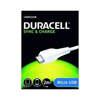 Duracell USB5023W micro USB kabel, 2m, bílý