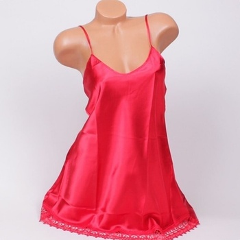 Стилна и елегантна сатенена нощница в червен цвят с дантела