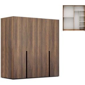 TopMebel Четирикрилен гардероб Oryana TopMebel от меламин в орех 180x62x210cm